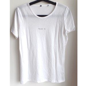 French Connection "FCUK IT" White Short Sleeve T-Shirt, sz S/M